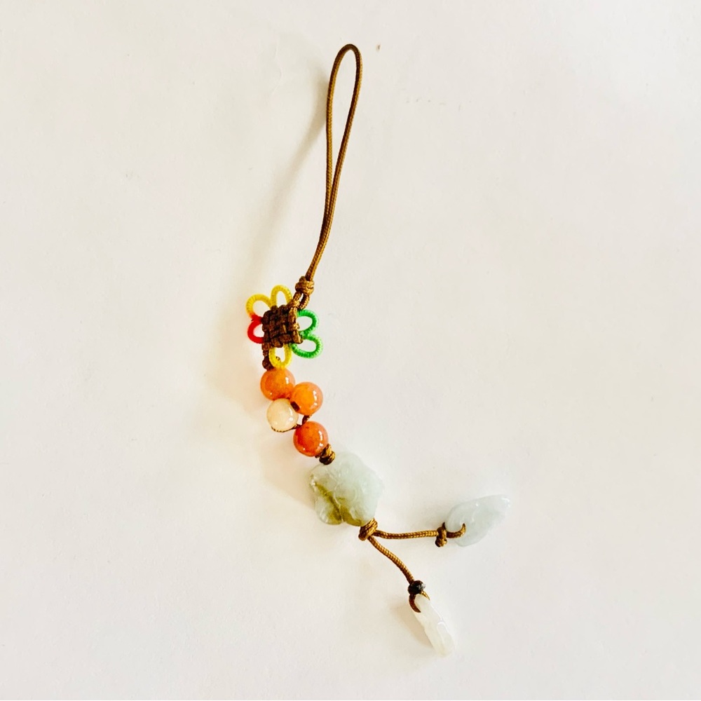 NEW Good Luck Jade Flower Key Chain